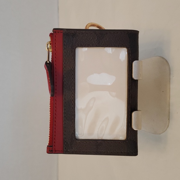 Coach Brown and Red Card Case EUC - Picture 2 of 5